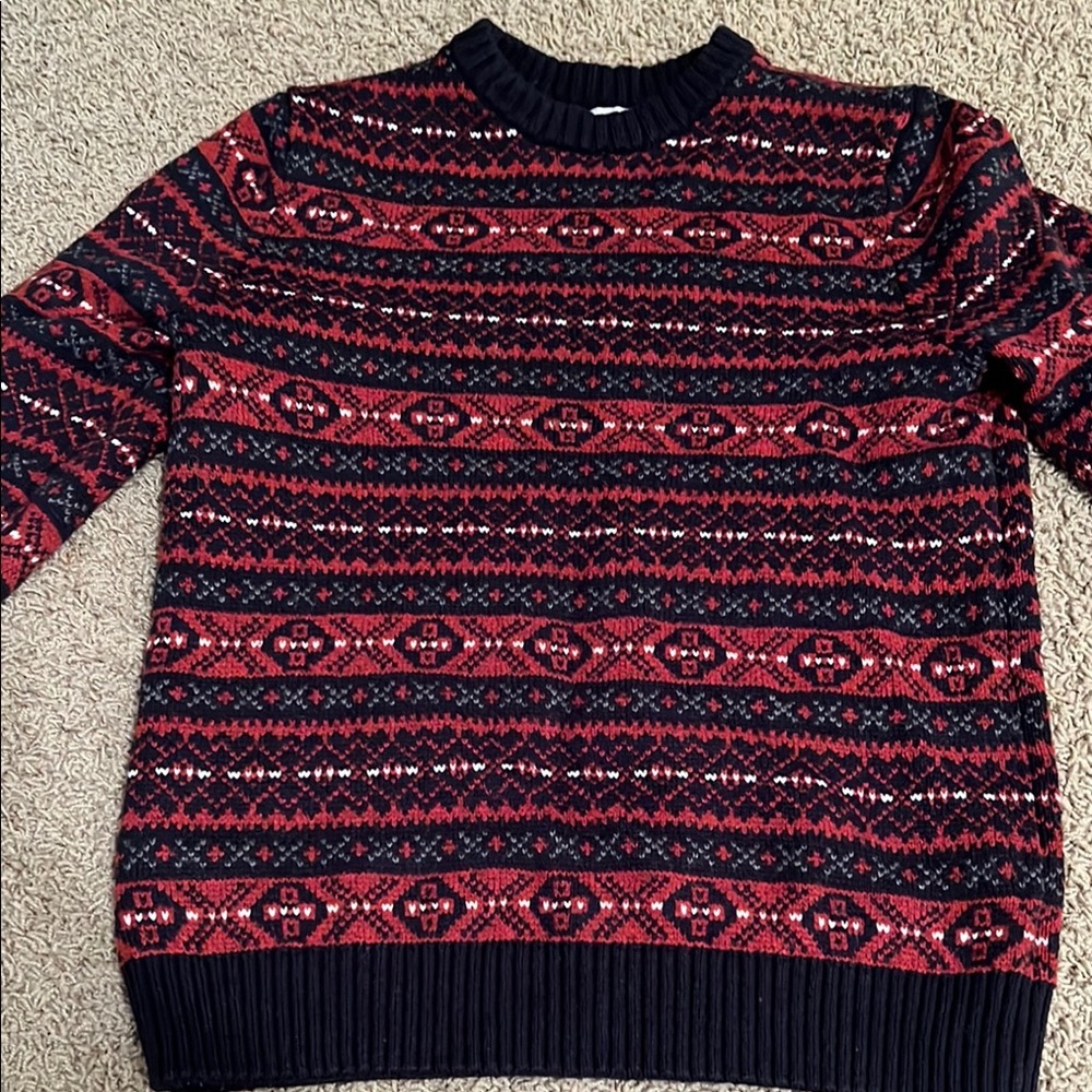 Men's Red and Black Patterned Sweater